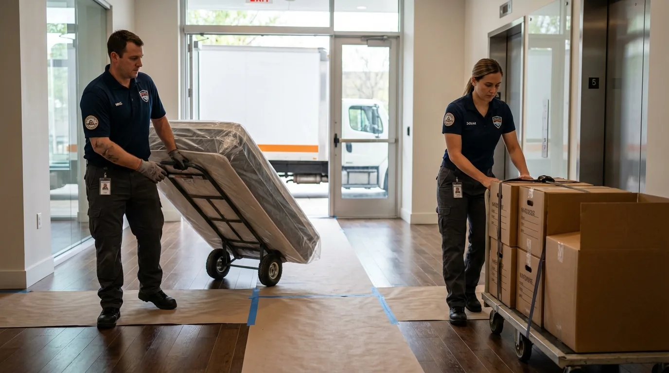 Professional apartment movers loading elevator in Makawao, HI